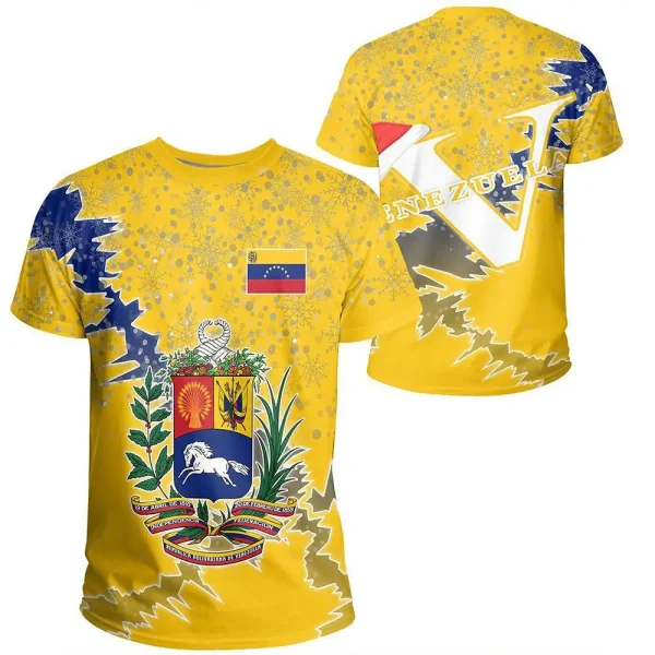 Hot Sale Men's T Shirts Venezuela Flag Graphic Tee 3 D Print Crew Neck Short Sleeve Casual T- Shirt For Men - Image 3