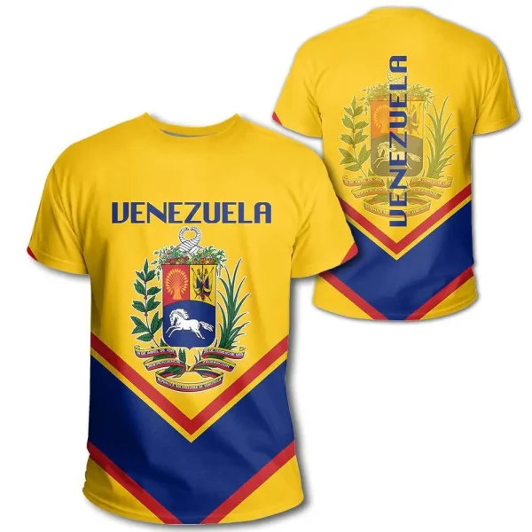 Hot Sale Men's T Shirts Venezuela Flag Graphic Tee 3 D Print Crew Neck Short Sleeve Casual T- Shirt For Men - Image 2