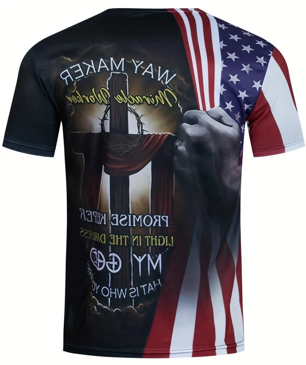 Hot Sale Men's T Shirts Flag Graphic 3 D Print Crew Neck Short Sleeve Casual T- Shirt For Men Clothes