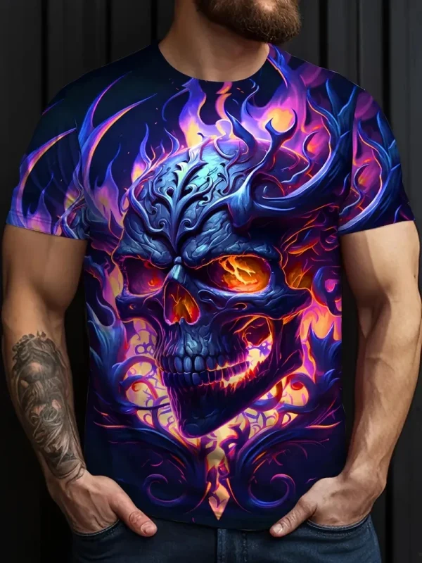 Hot Sale Slim Fit Retro Street Hip Hop Short Sleeve Washed Streetwear Men's Tops T-shirt - Image 3