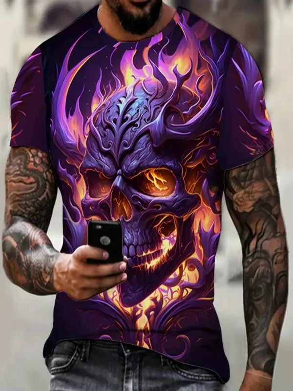 Hot Sale Slim Fit Retro Street Hip Hop Short Sleeve Washed Streetwear Men's Tops T-shirt - Image 4