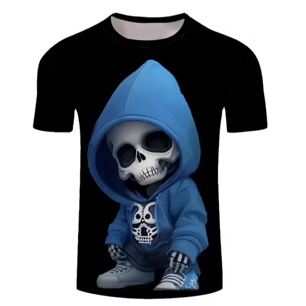 Hot sale Men's Skeleton Graphic Print T-shirt For Summer, Trendy Casual Short Sleeve tshirts For Males