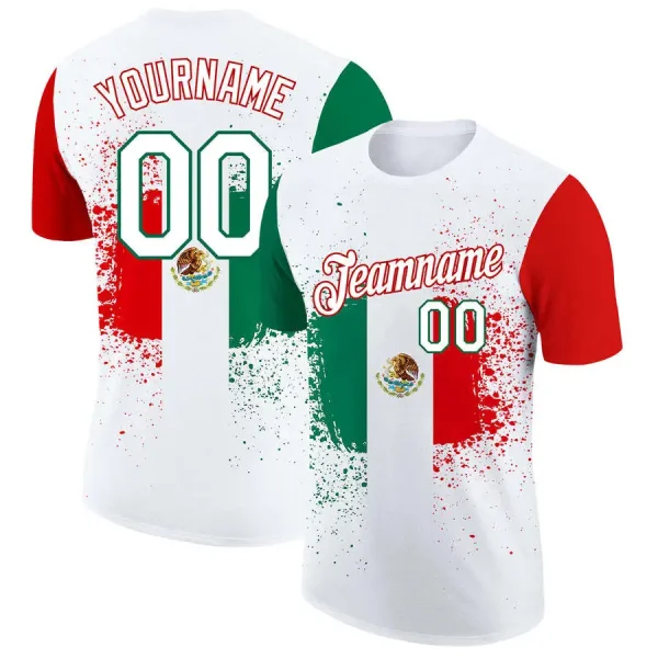 Hot Sale Men's T Shirts Mexican Flag Graphic Tee 3 D Print Crew Neck Short Sleeve Casual T- Shirt For Men - Image 6