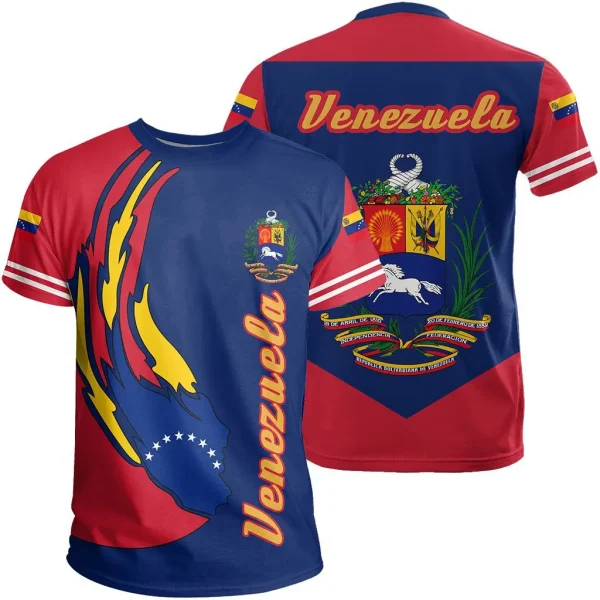 Hot Sale Men's T Shirts Venezuela Flag Graphic Tee 3 D Print Crew Neck Short Sleeve Casual T- Shirt For Men - Image 5