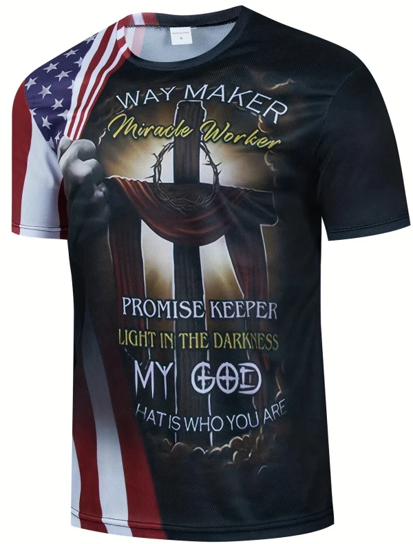 Hot Sale Men's T Shirts Flag Graphic 3 D Print Crew Neck Short Sleeve Casual T- Shirt For Men Clothes - Image 2