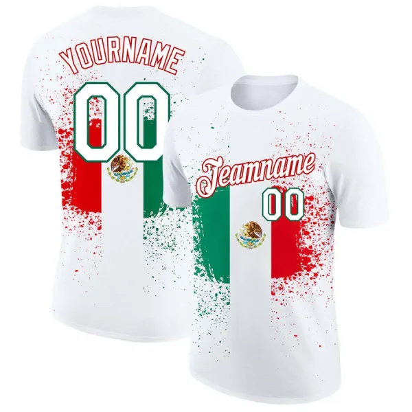 Hot Sale Men's T Shirts Mexican Flag Graphic Tee 3 D Print Crew Neck Short Sleeve Casual T- Shirt For Men - Image 2