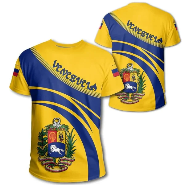 Hot Sale Men's T Shirts Venezuela Flag Graphic Tee 3 D Print Crew Neck Short Sleeve Casual T- Shirt For Men - Image 4